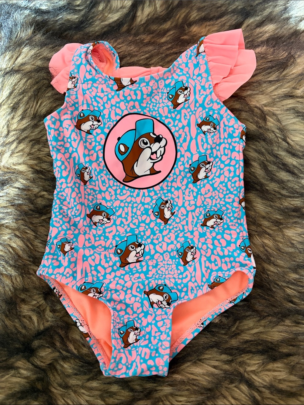 Buc-ee's Toddler 1 Pc Orange & Blue Swimsuit - Size 2T